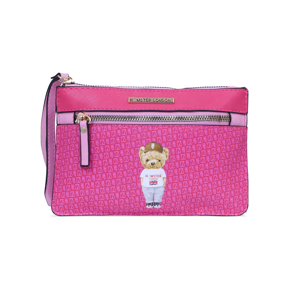 Hamster London Ted H Limited Edition Double Zip Pouch Hot Pink