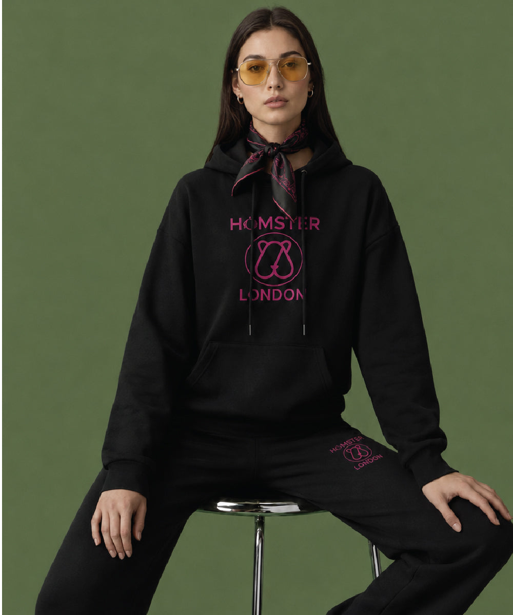 Hamster London Teddy Neon Hoodie & Lowers Set Black