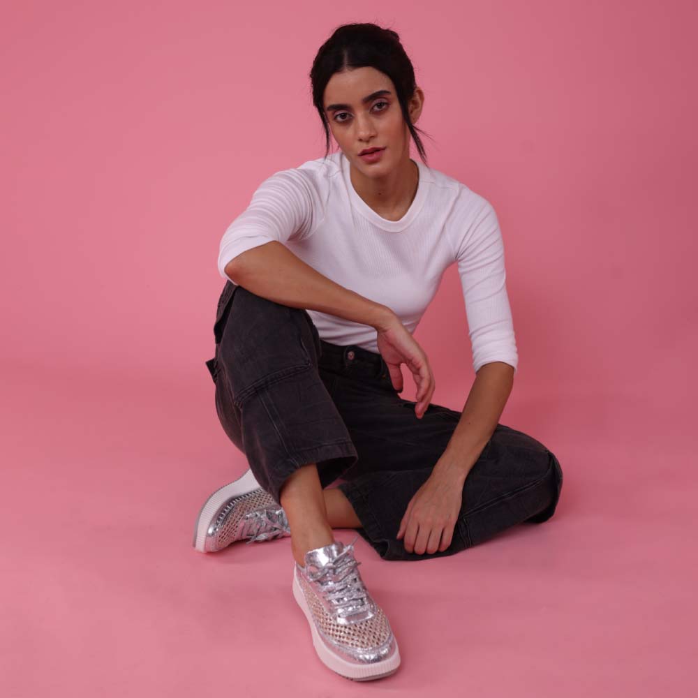 Hamster London Marcella Mesh Silver Party Sneakers