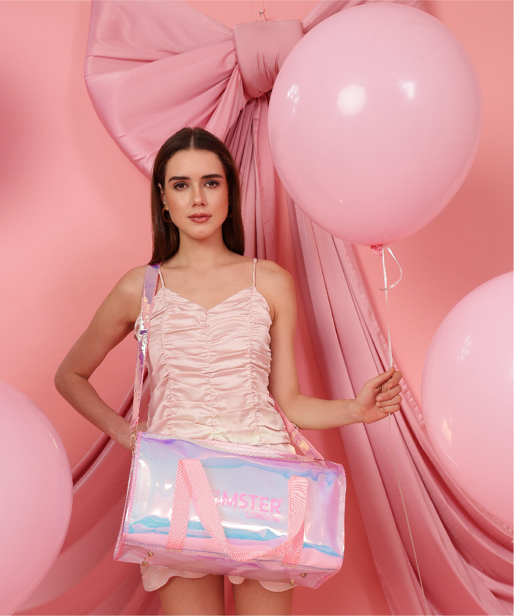 Hamster London Shiny Classic Duffle Bag Pink Large