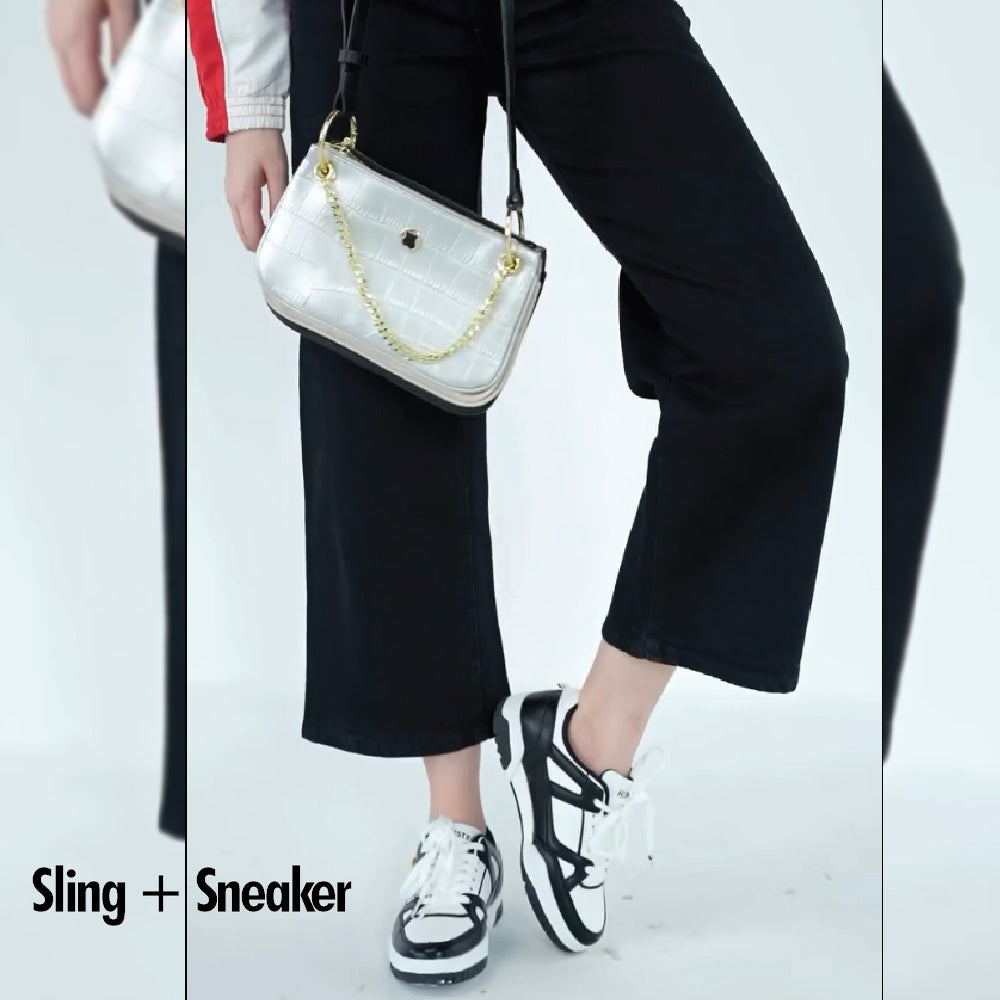 Hamster London Haven Black Party Sneakers With Sling Bag