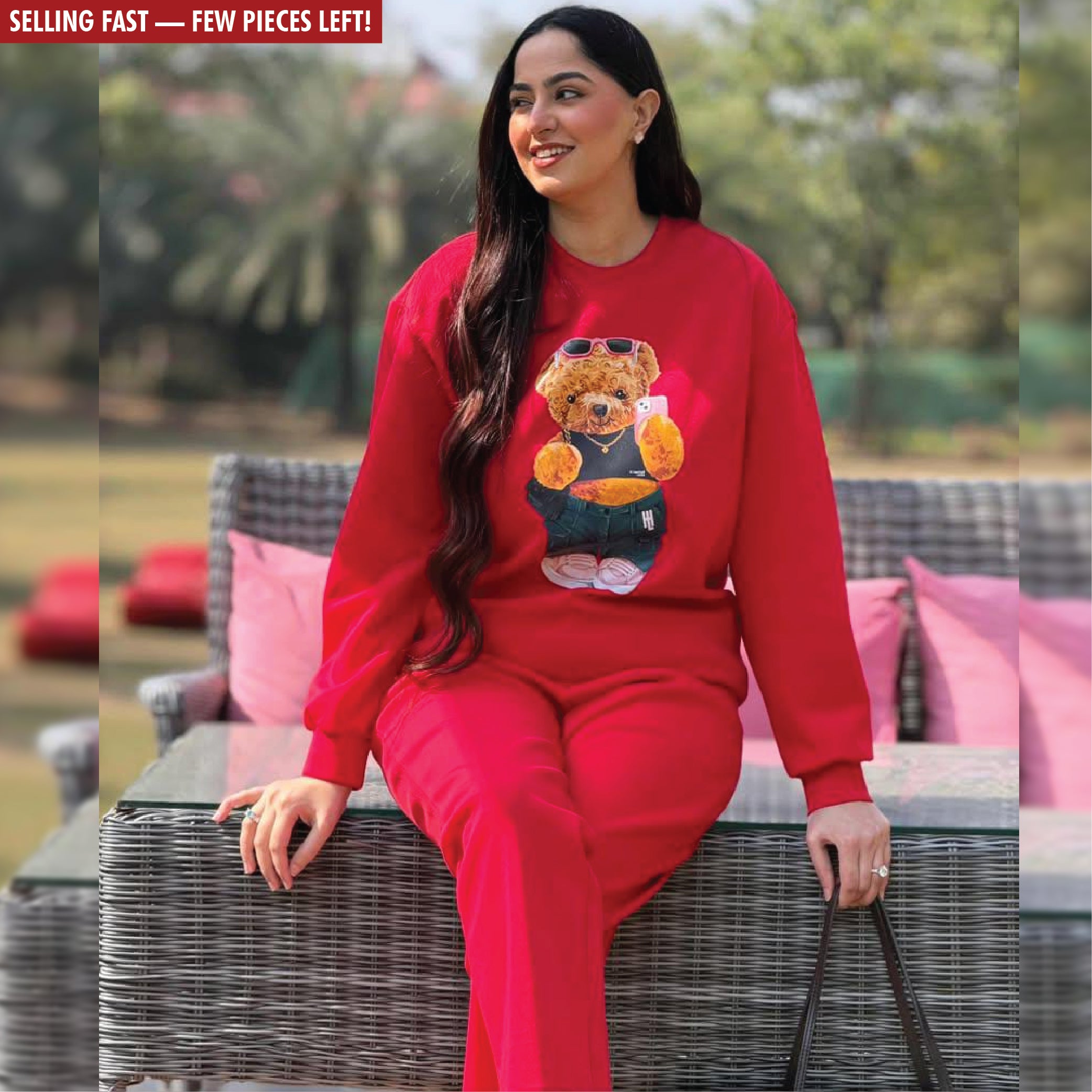 Hamster London Ted H Holiday Red Sweatshirt & Lower Cord Set