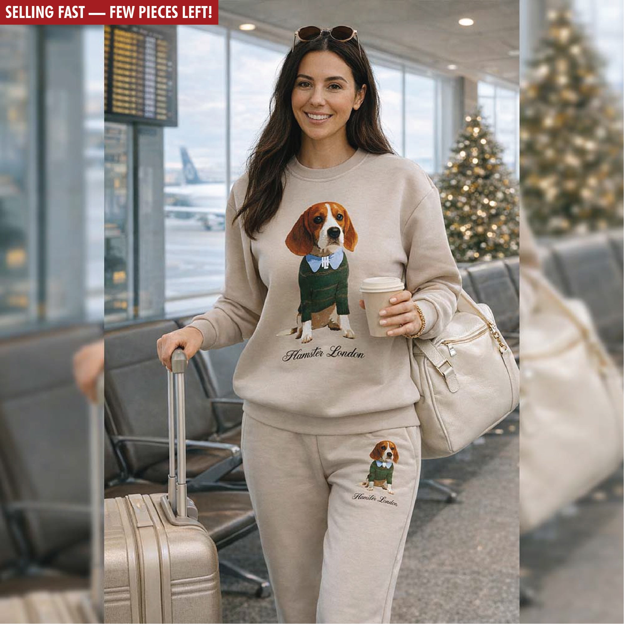 Hamster London Pup H Holiday Beige Sweatshirt