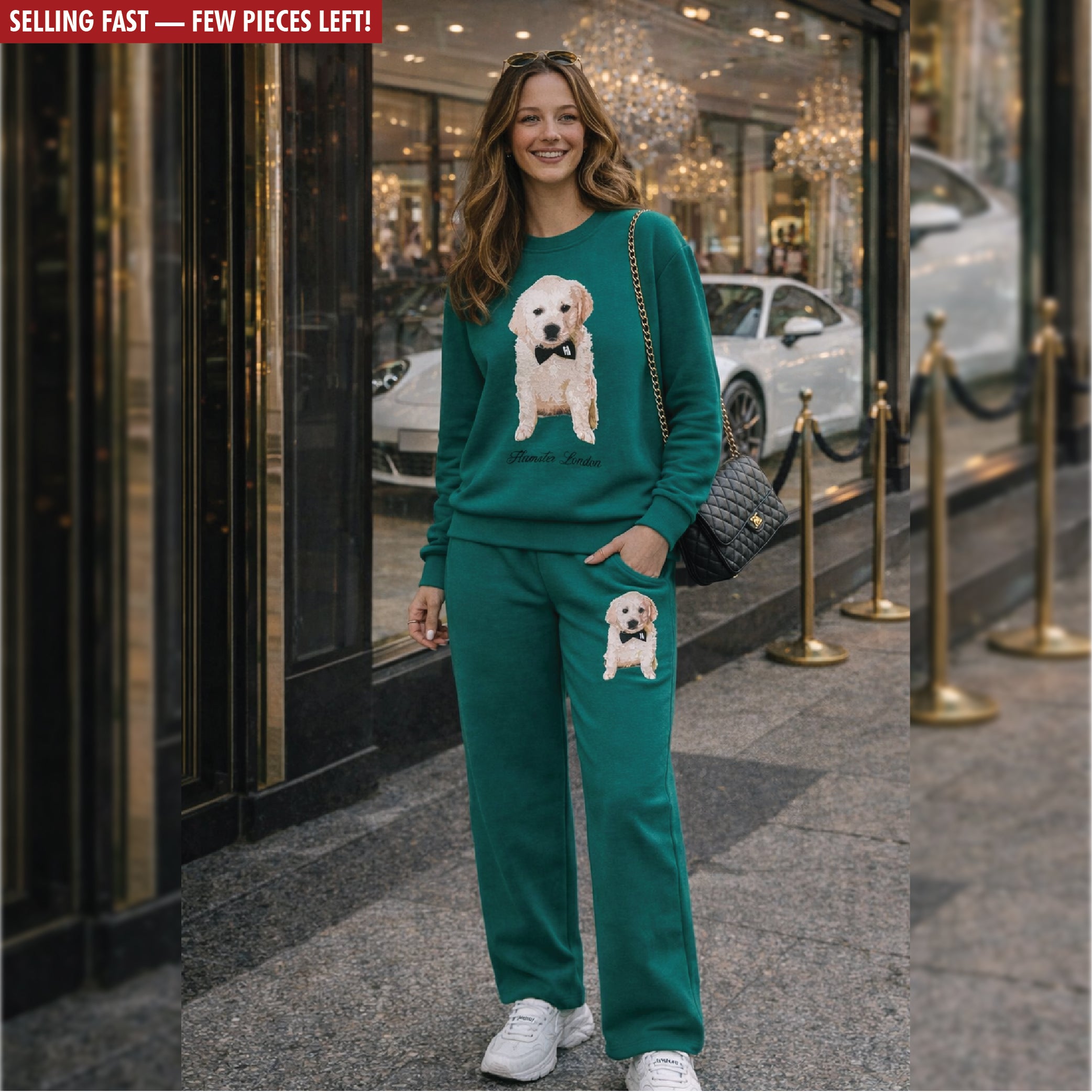 Hamster London Pup H Holiday Green Sweatshirt