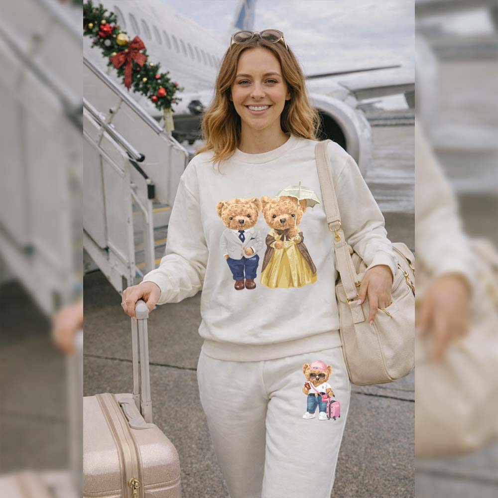 Hamster London Ted H Holiday White Sweatshirt & Lower Cord Set