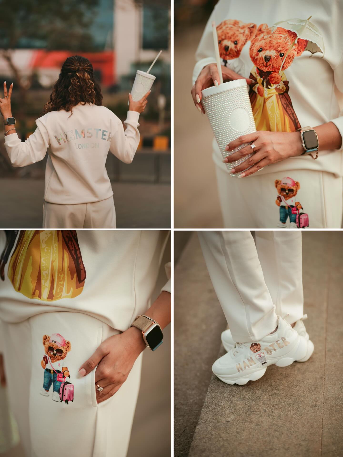 Hamster London Ted H Holiday White Sweatshirt & Lower Cord Set