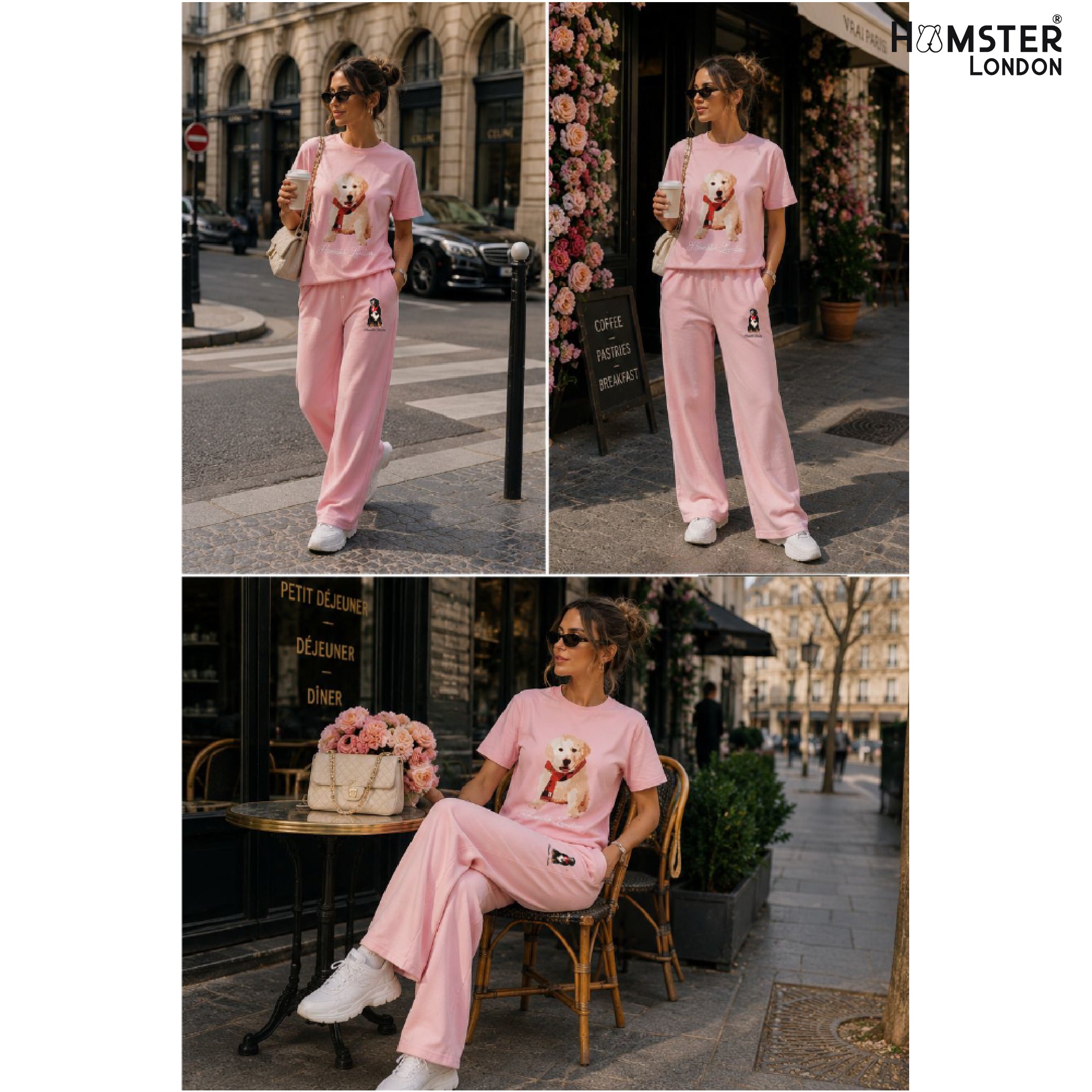 Hamster London Pup H Labrador T-shirt Pink With Pup H Lower Set