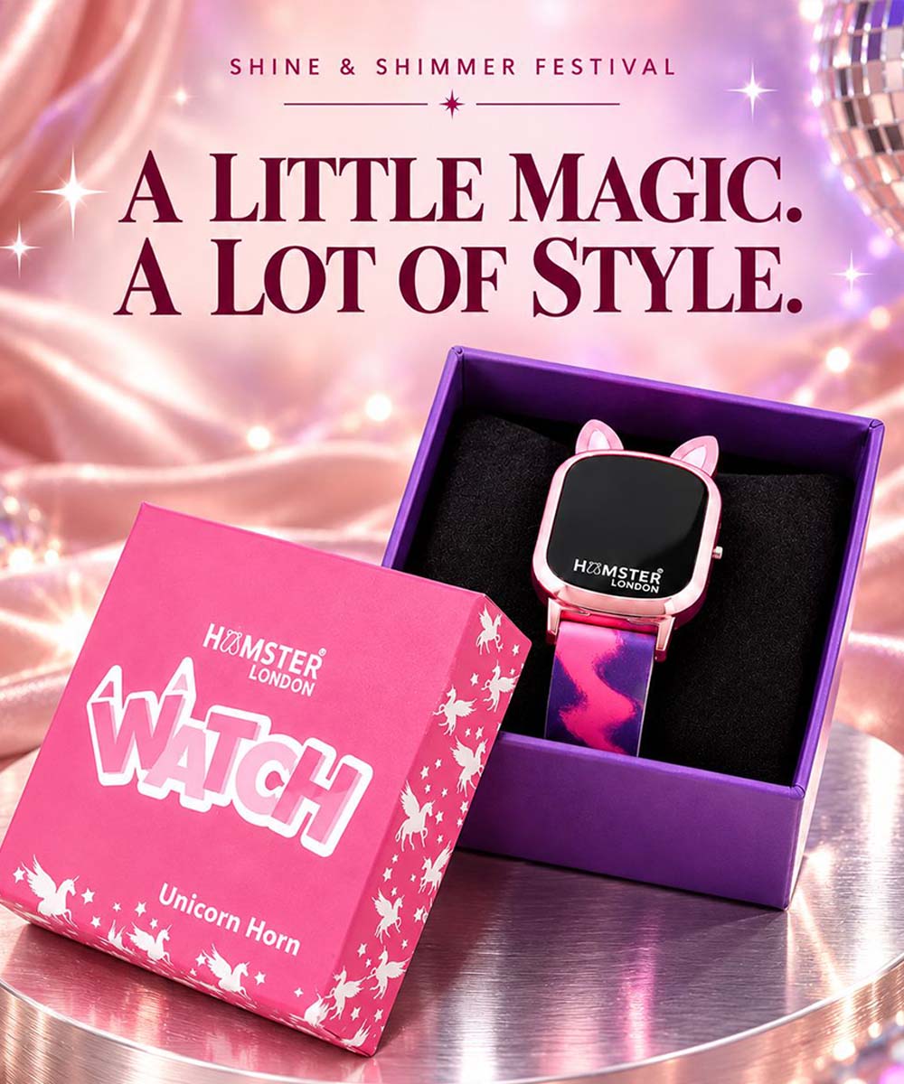 Hamster London Unicorn Metal Horn Swirl Digital Watch