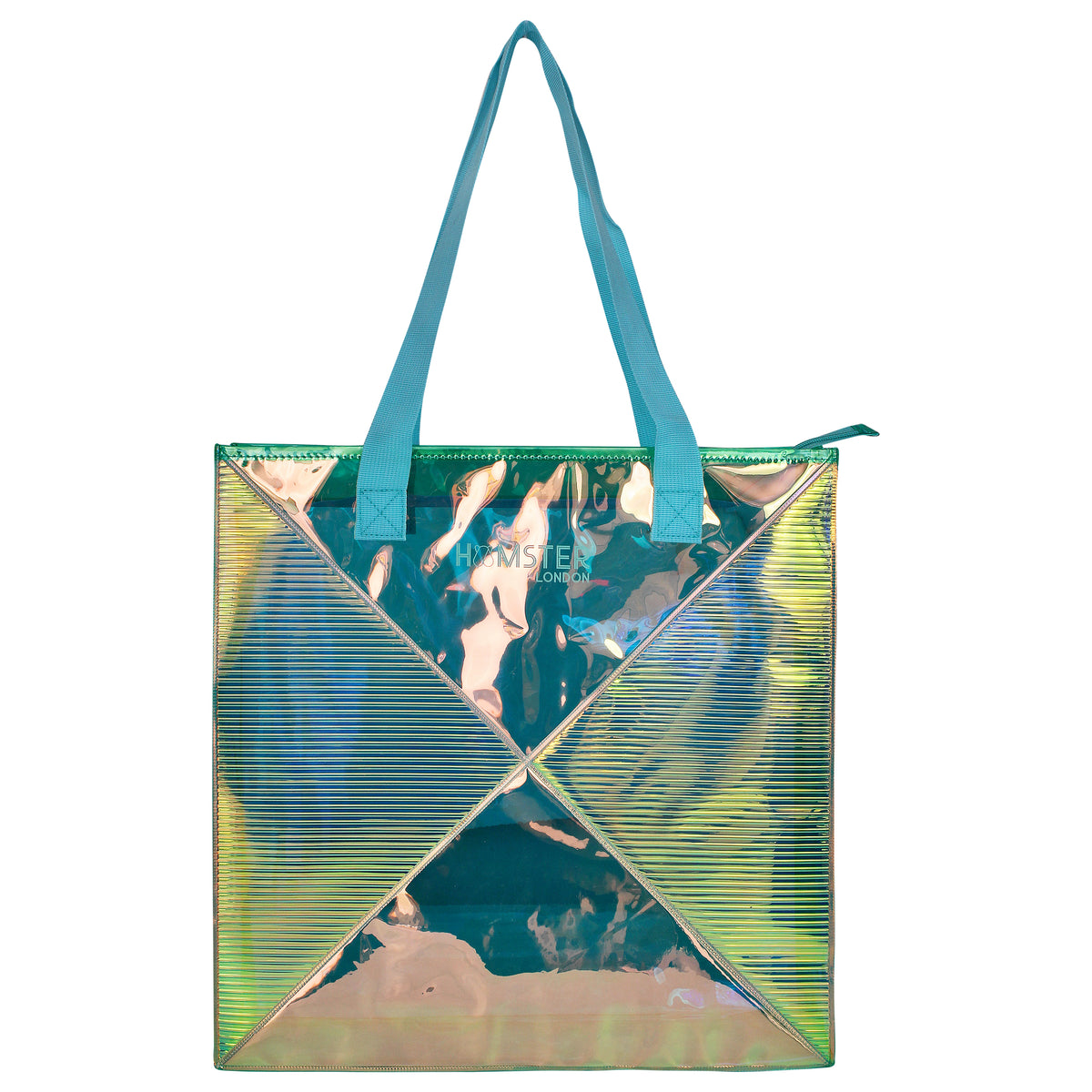 Hamster London Shiny Classic Tote Bag Aqua