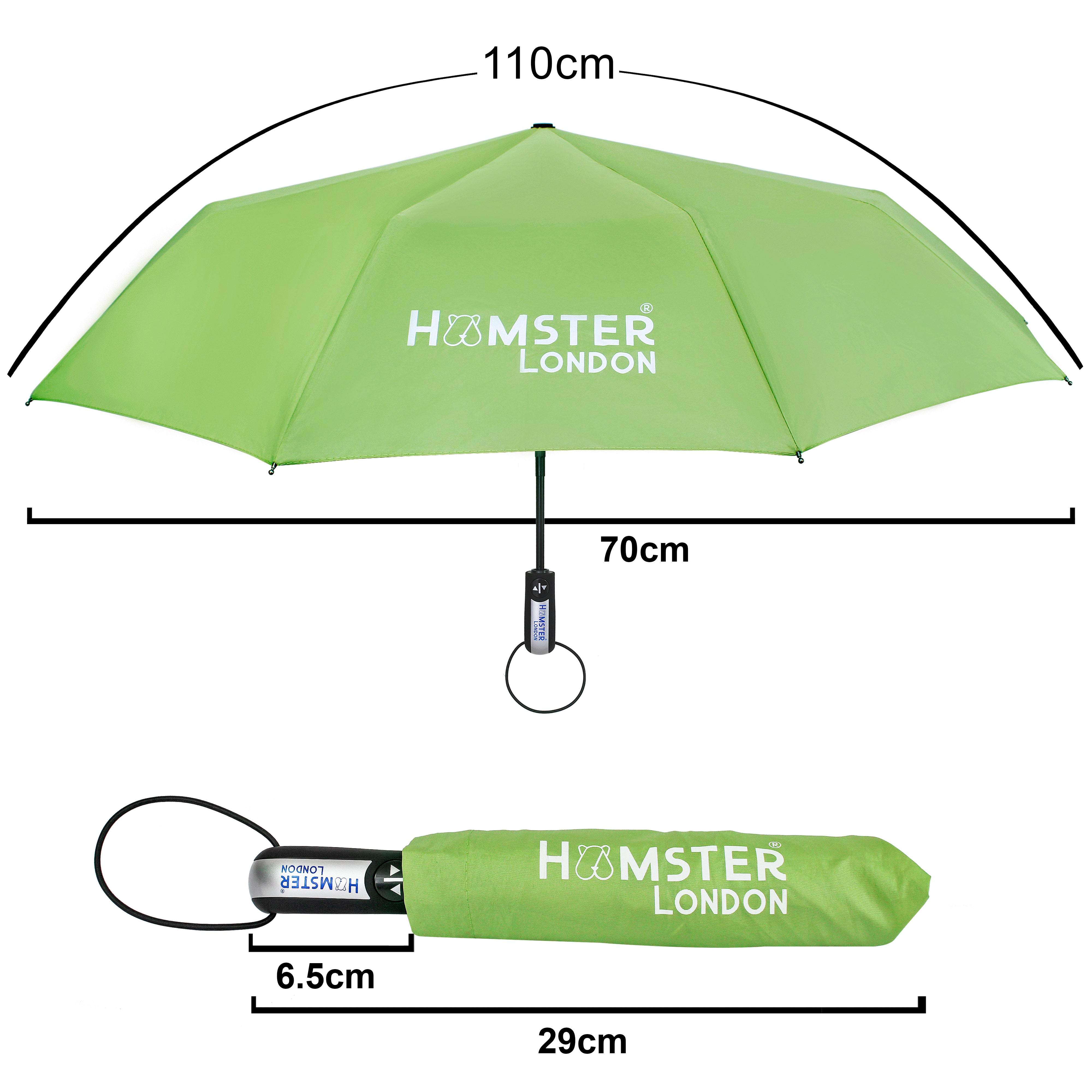 Hamster London Automatic Open & Close Pocket Folding Umbrella (Green)