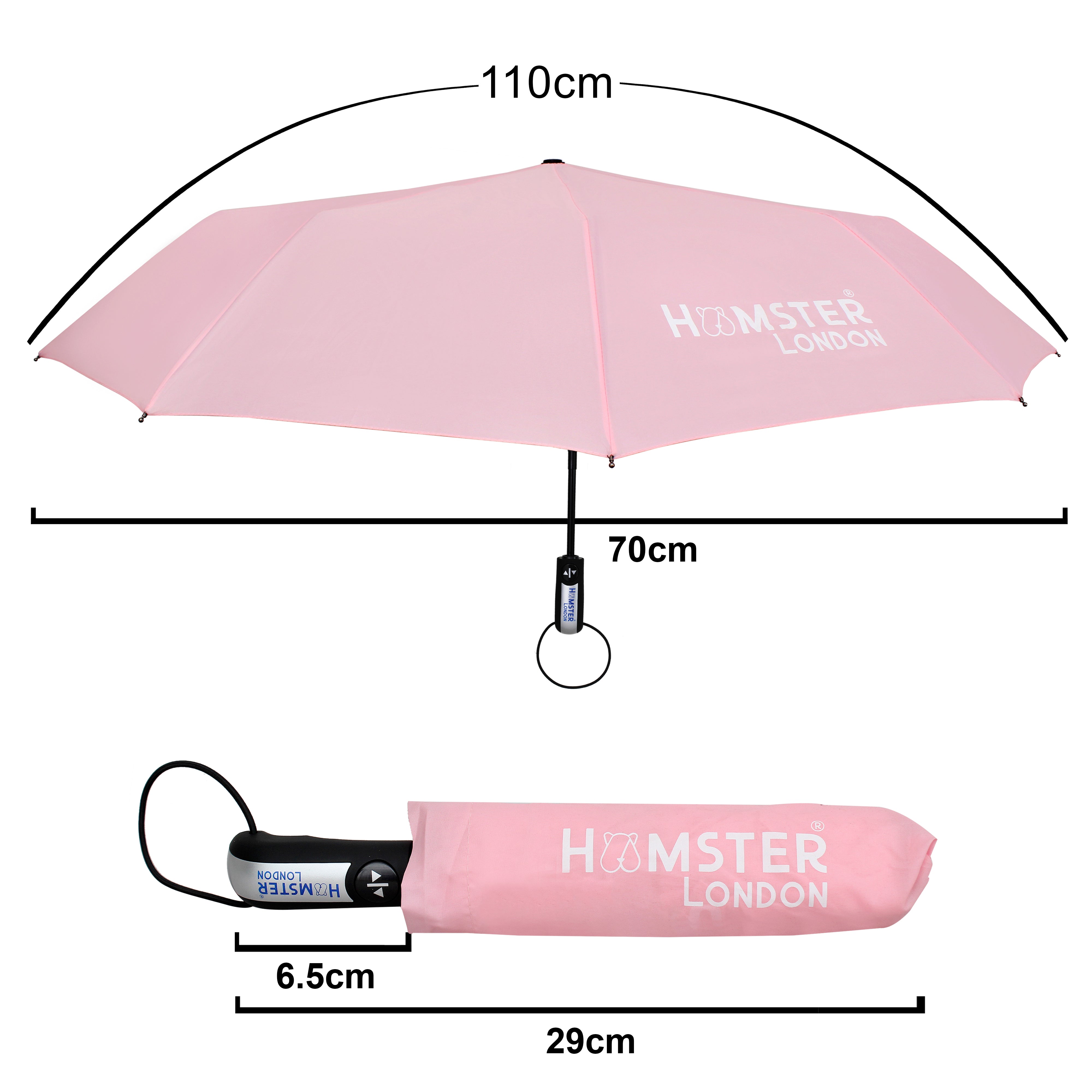 Hamster London Automatic Open & Close Pocket Folding Umbrella (Pink)