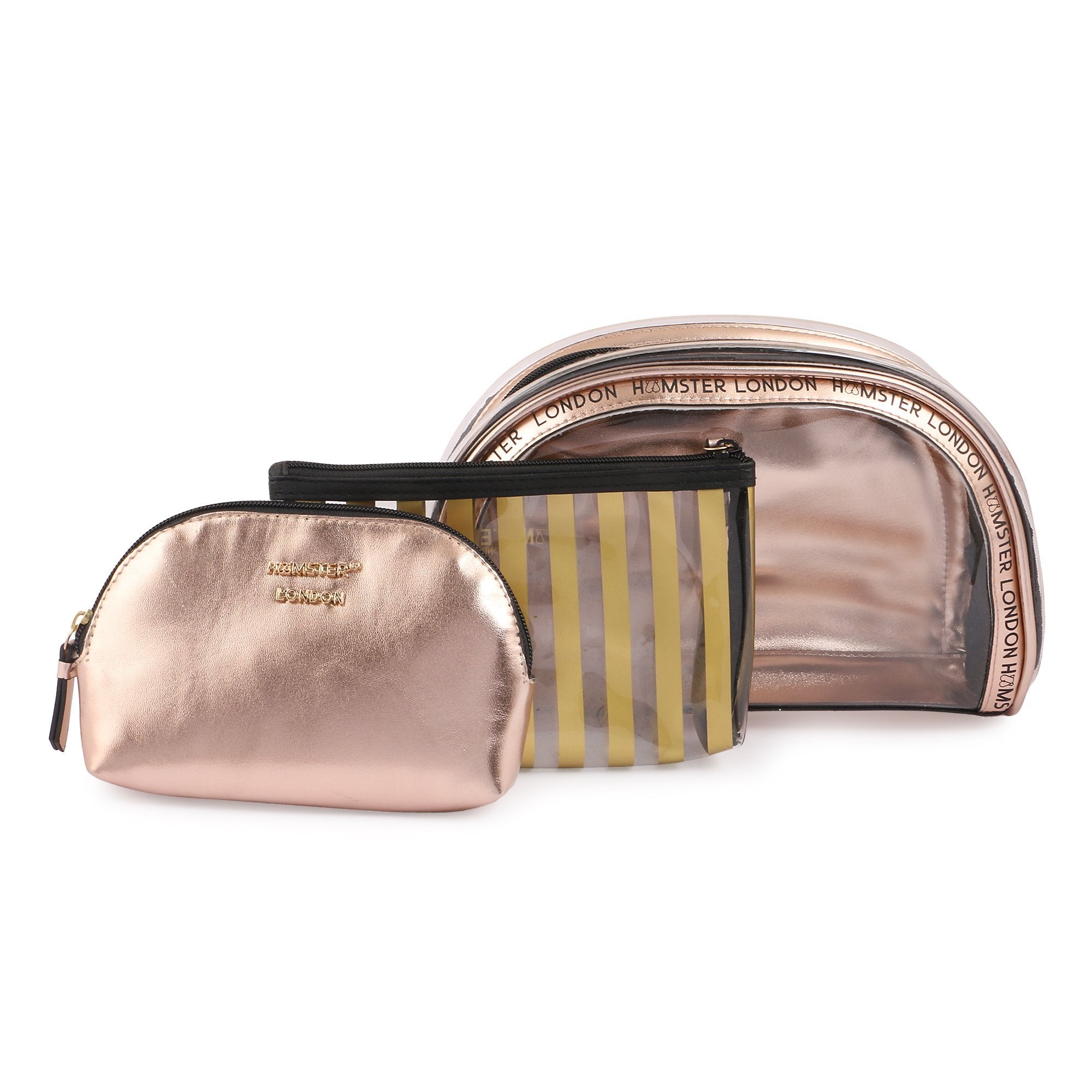 Hamster London Blush Trio Gold Makeup Pouch Set