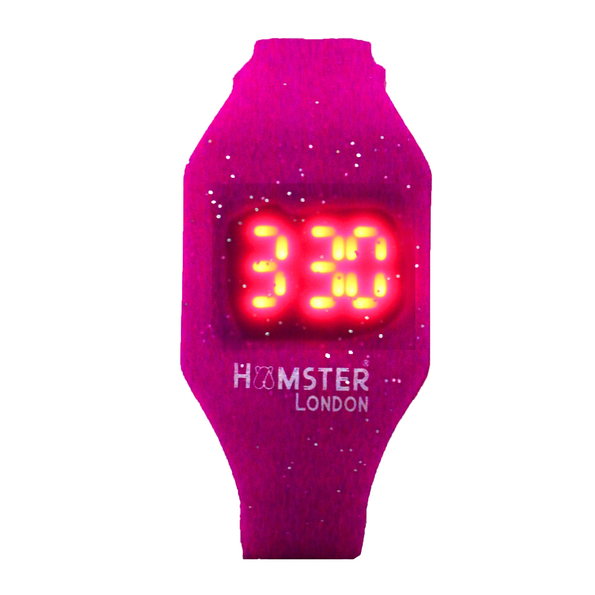Hamster London Silicon Glitter Digital LED Band Wrist Watch Pink Glitter