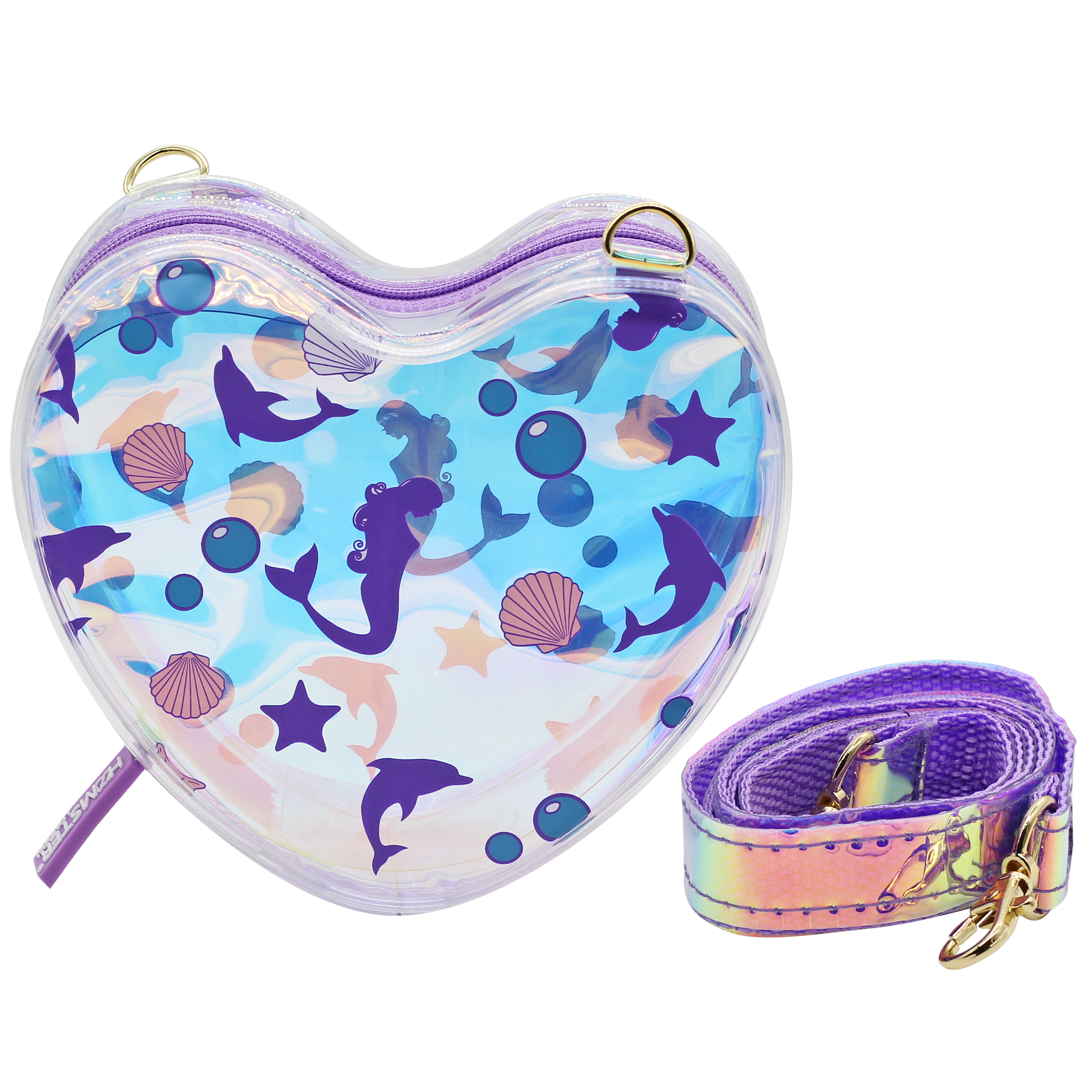 Hamster London Shiny Classic Heart Sling Bag Mermaid