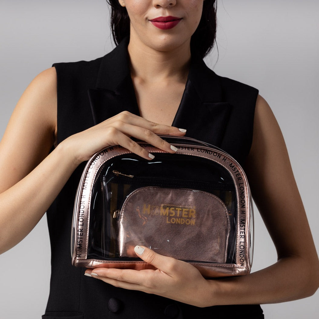 Hamster London Blush Trio Gold Makeup Pouch Set
