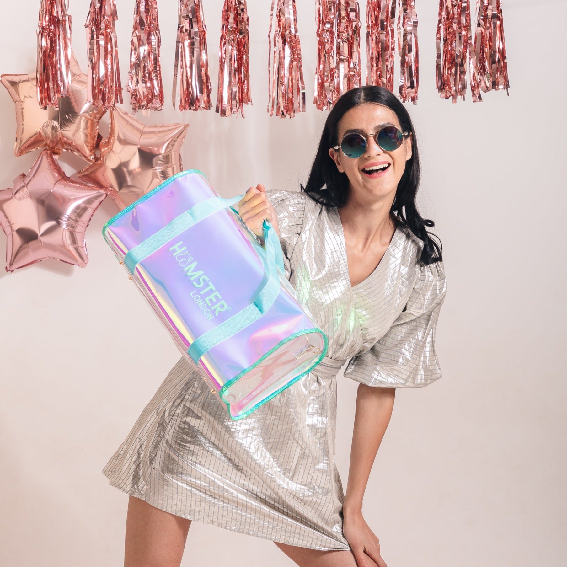 Hamster London Shiny Classic Duffle Bag Aqua Large