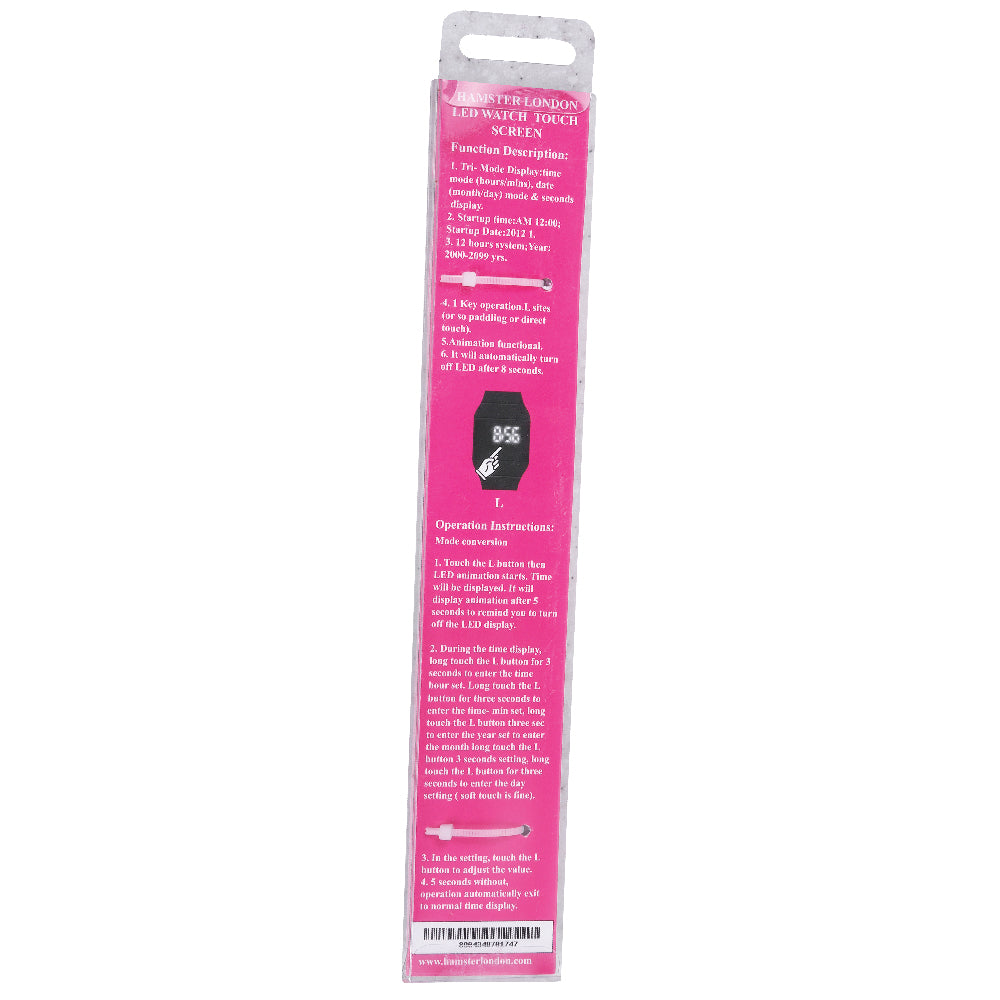 Hamster London Silicon Glitter Digital LED Band Wrist Watch Swirl Pink