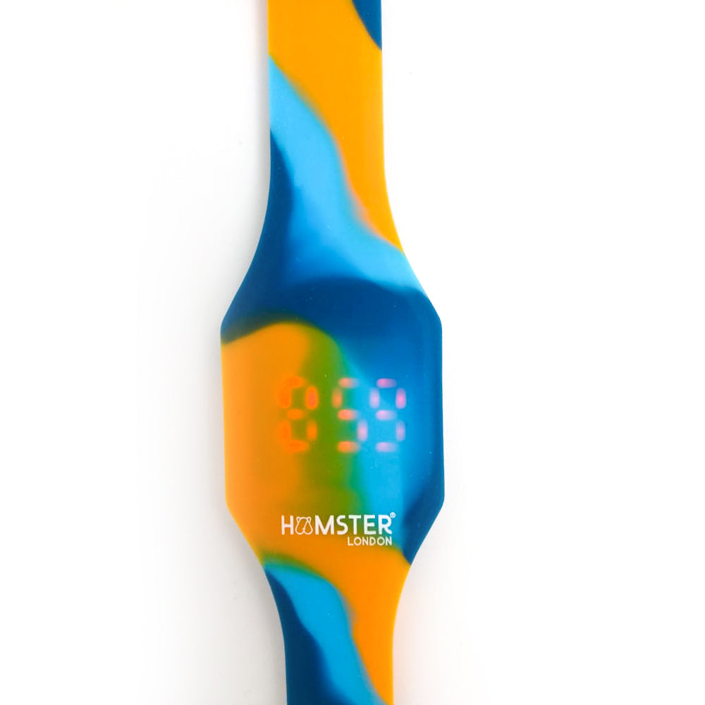 Hamster London Silicon Glitter Digital LED Band Wrist Watch for Boys Swirl Blue