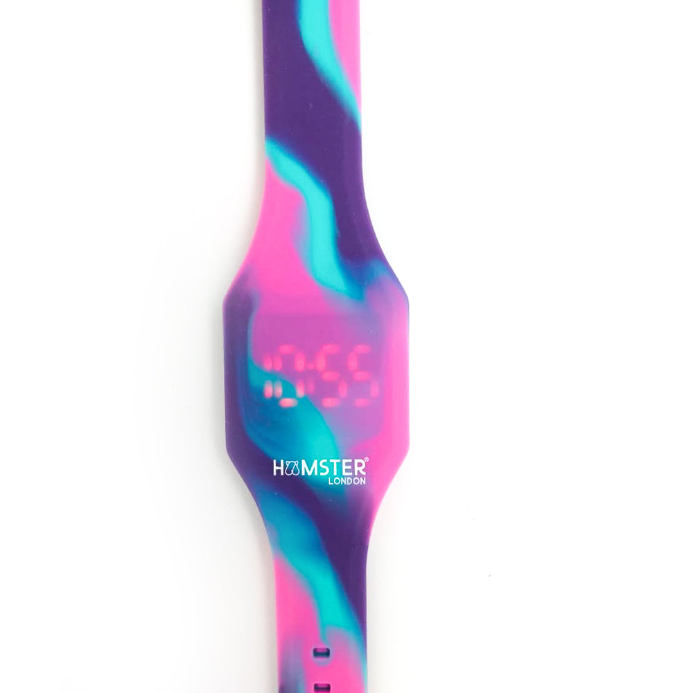 Hamster London Silicon Glitter Digital LED Band Wrist Watch Swirl Pink