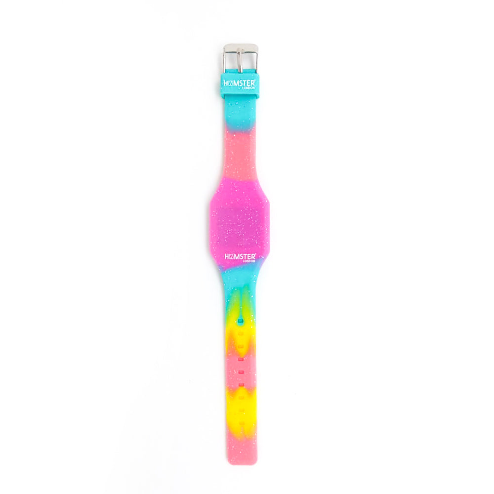 Hamster London Silicon Glitter Digital LED Band Wrist Watch Pink Glitter Multi Color