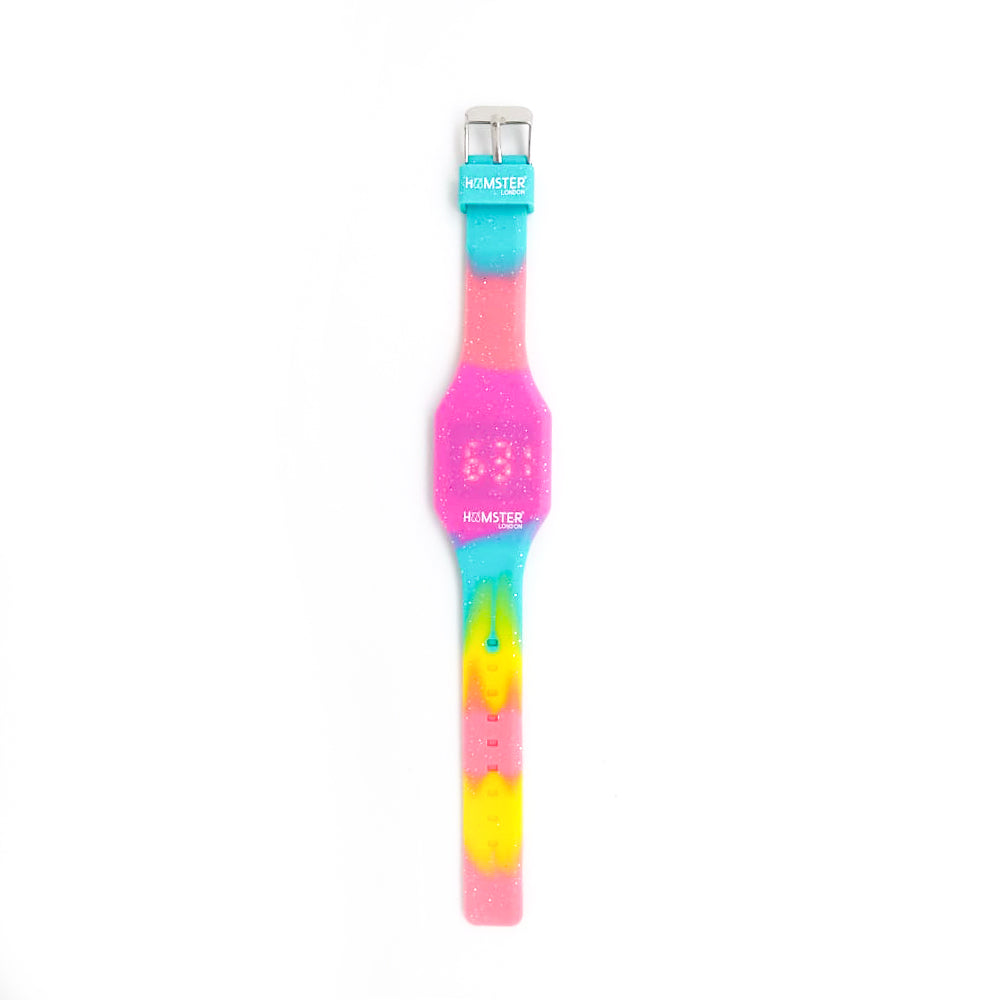 Hamster London Silicon Glitter Digital LED Band Wrist Watch Pink Glitter Multi Color