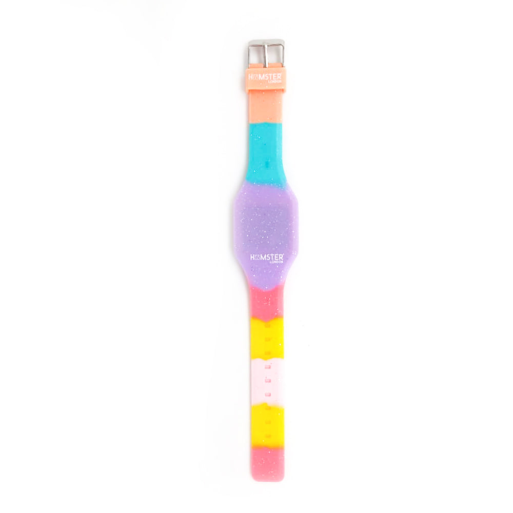 Hamster London Silicon Glitter Digital LED Band Wrist Watch Purple Glitter Multi Color