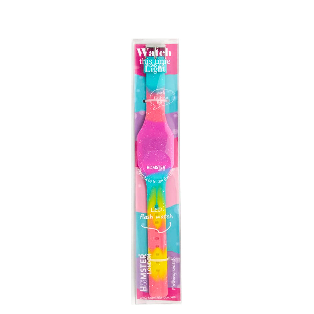 Hamster London Silicon Glitter Digital LED Band Wrist Watch Pink Glitter Multi Color