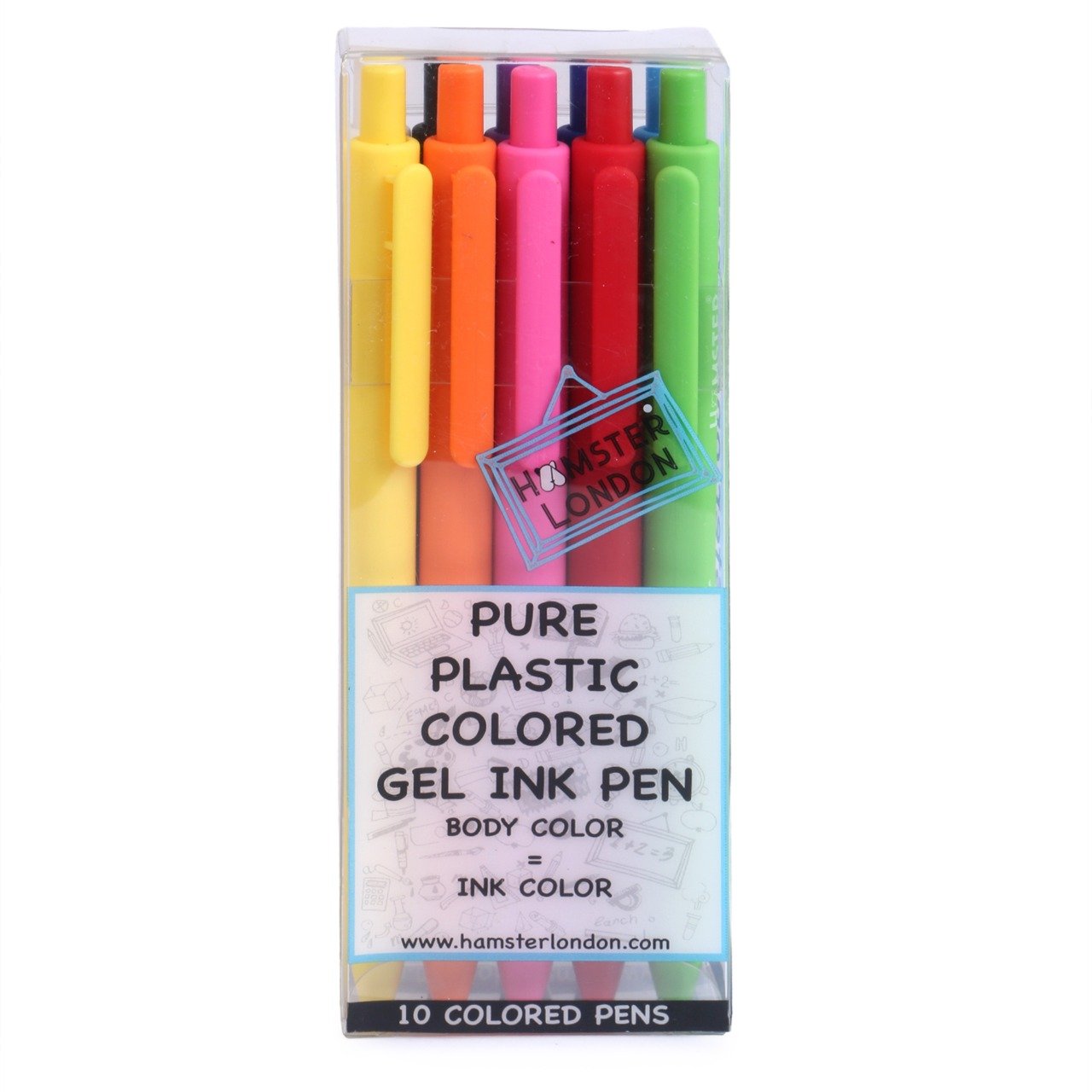 Hamster London Plastic Colored Gel Ink Pen Set Of 10
