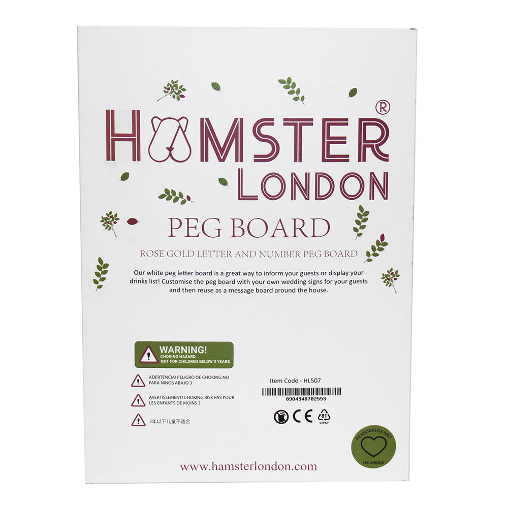 Hamster London Gold Letter & Number Peg Board A4 White