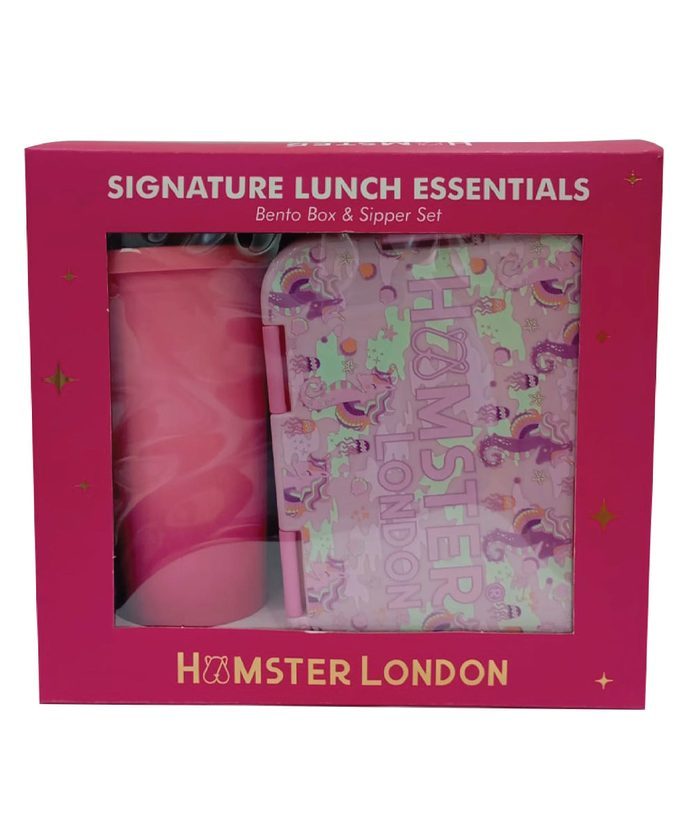 Hamster London Bento Box Perky Unicorn and Sipper Set