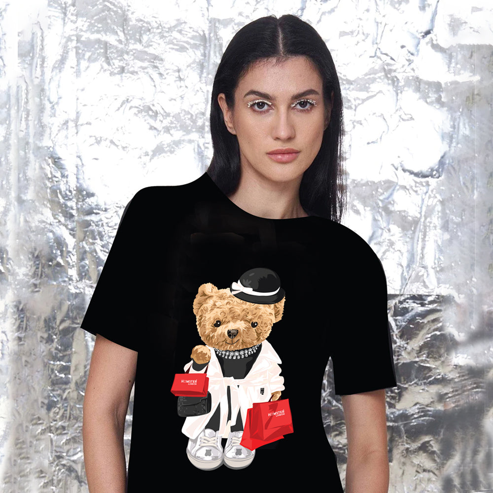 Hamster London Ted H Shopaholic T-Shirt Black