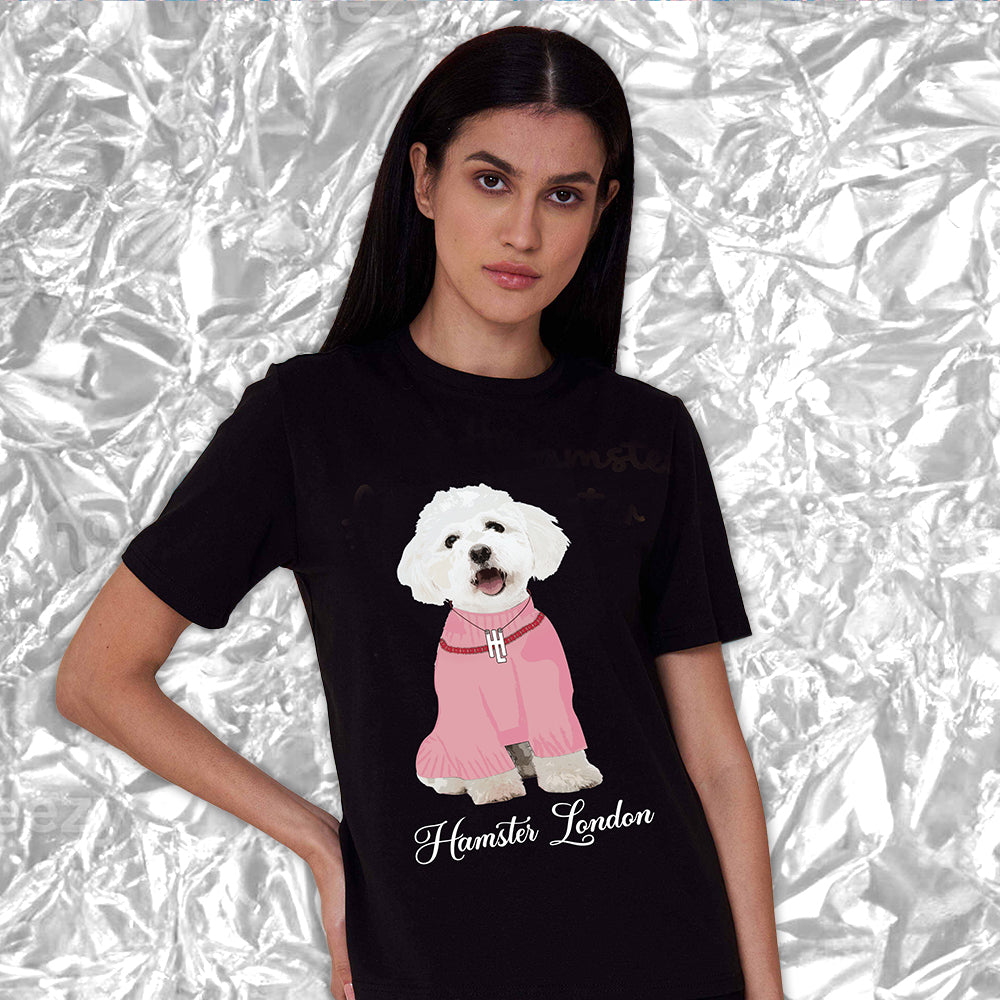 Hamster London Pup H Pup H Poodle T-shirt Black