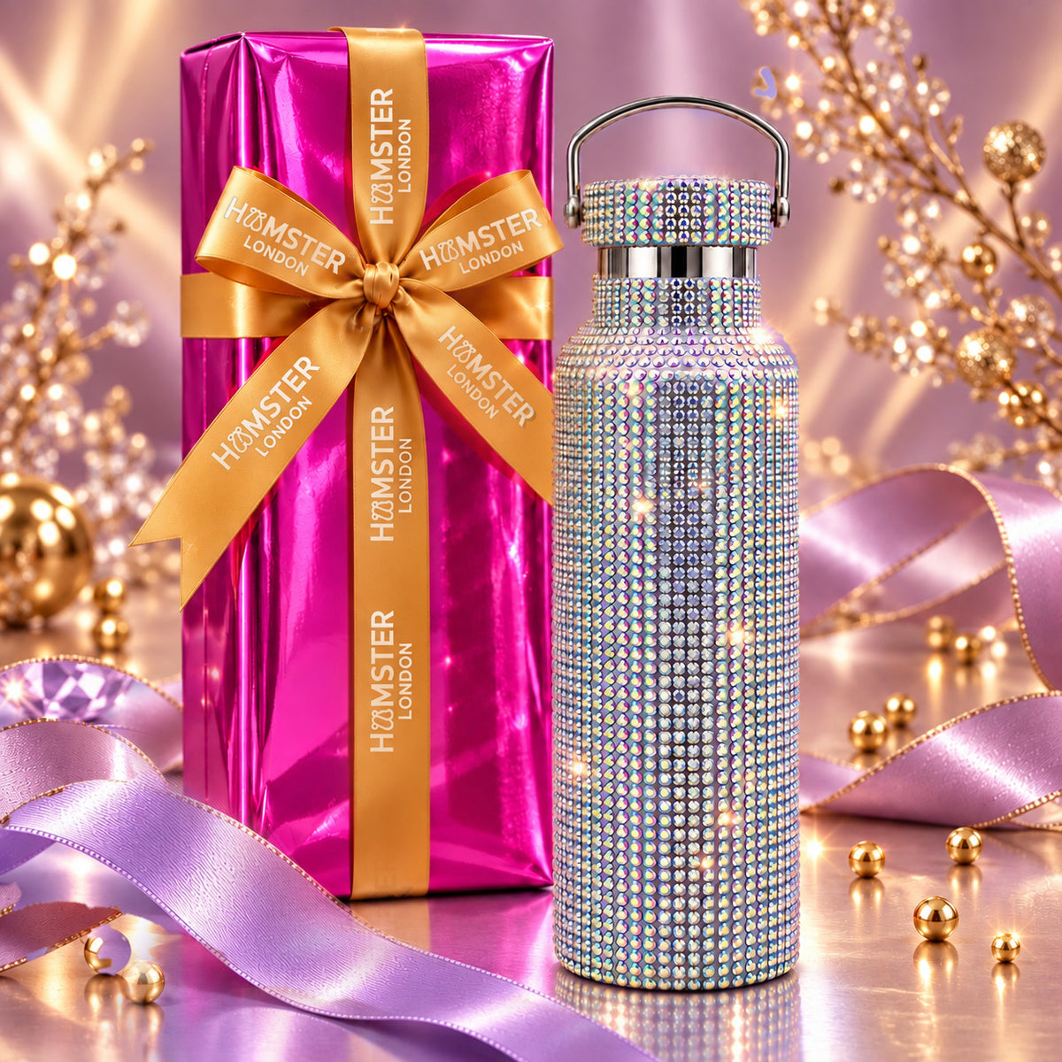 Hamster London Crystal Gem Bottle Silve