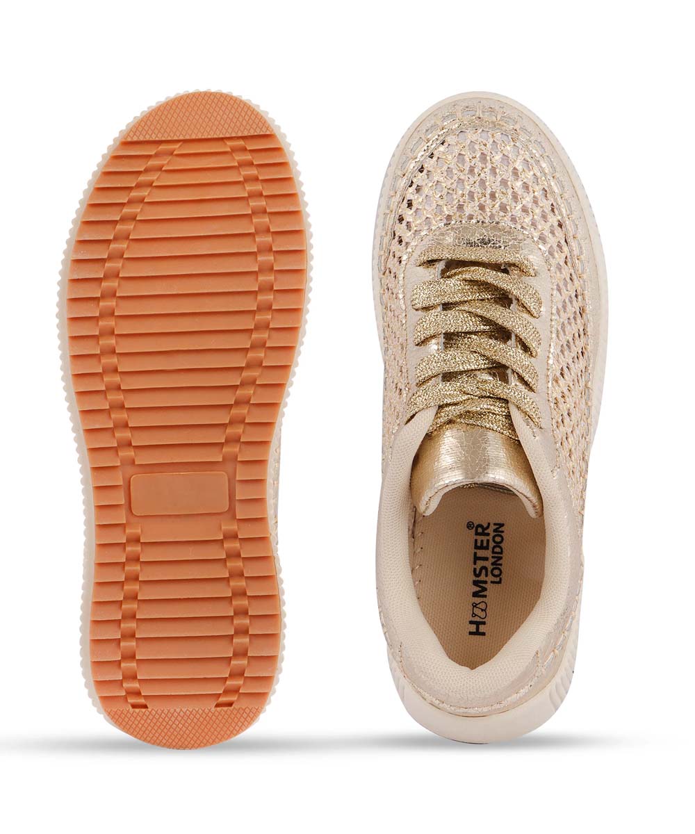 Hamster London Marcella Mesh Gold Party Sneakers