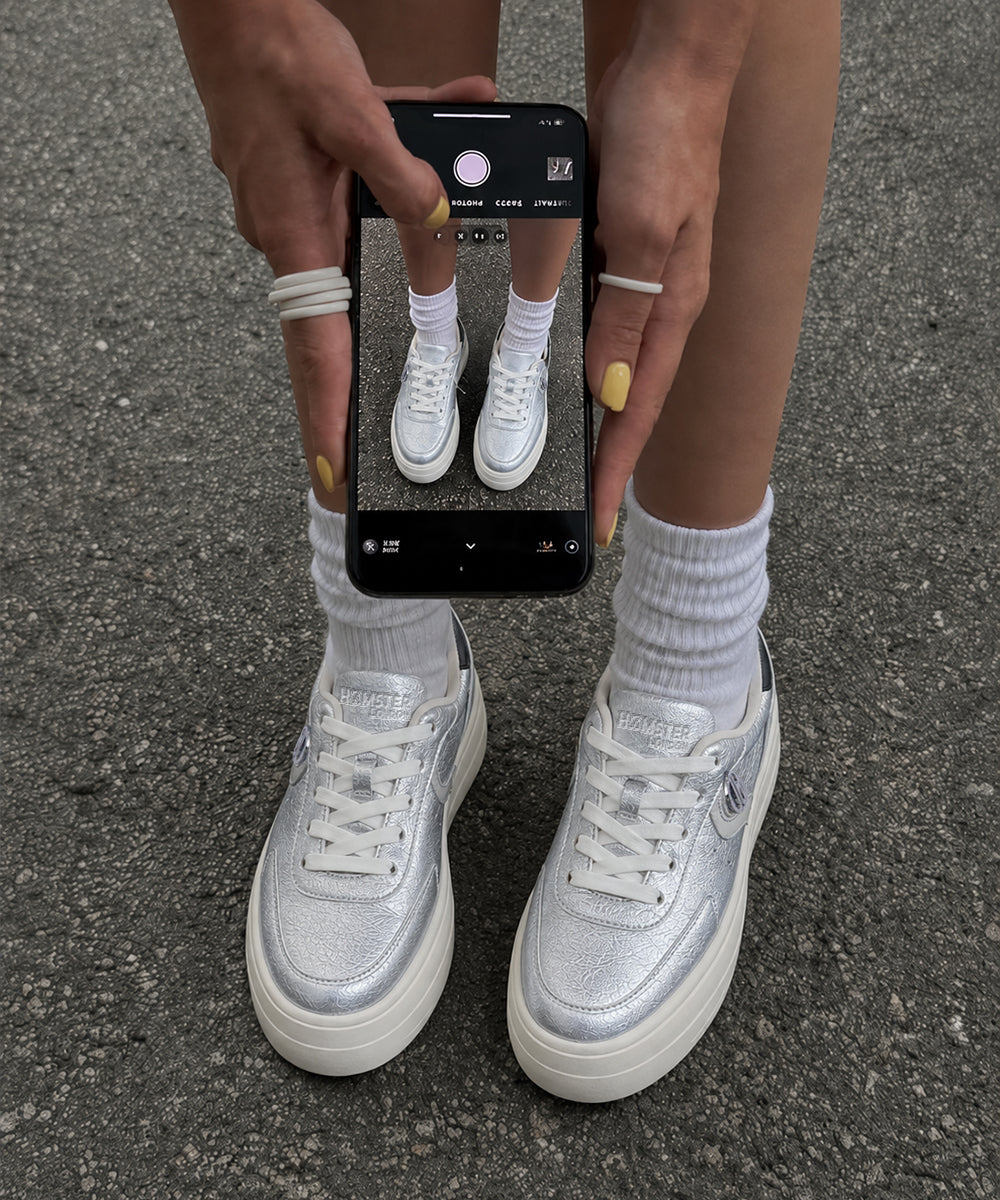 Hamster London Metallic Motion Silver Sneakers