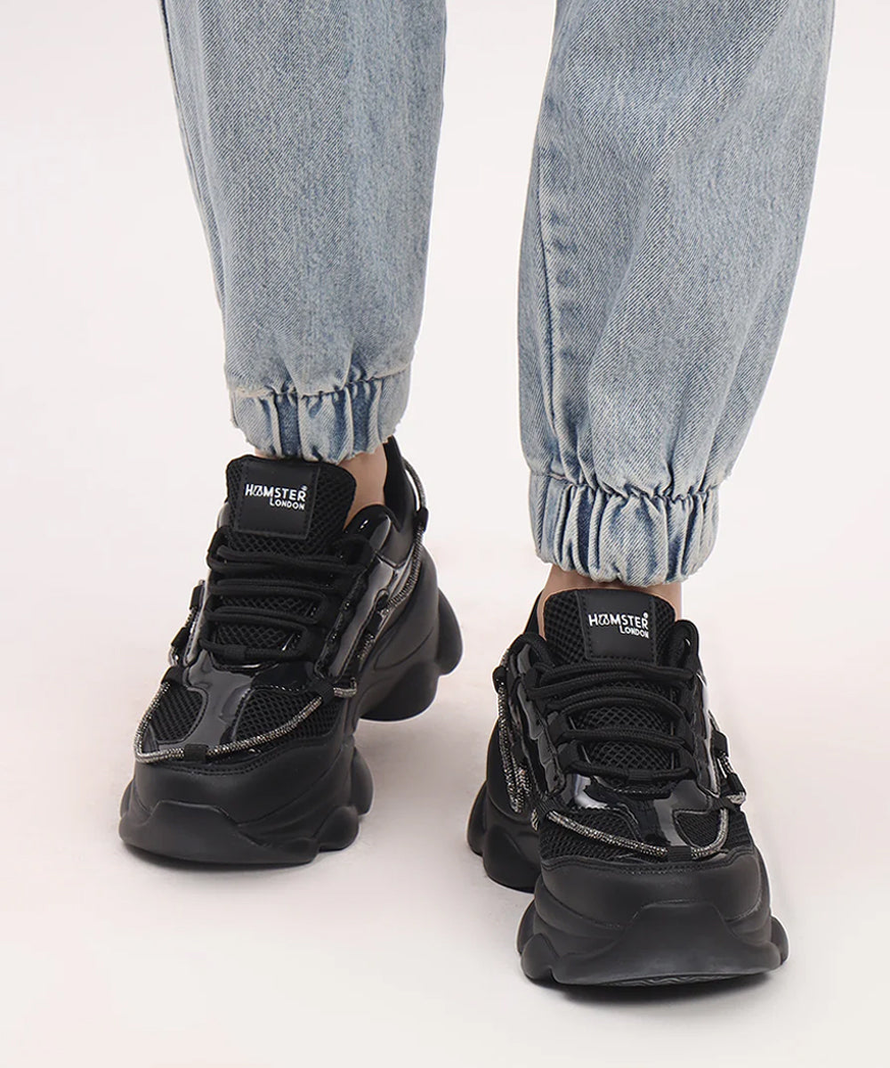 Hamster London Mousehole Black Party Sneakers