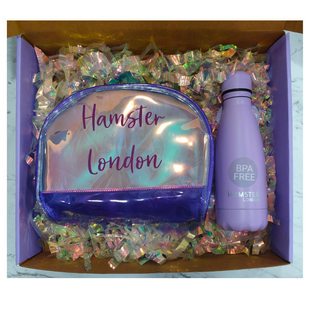 Hamster London Diwali Exclusive Personalized Gift Hamper Shell Pouch With Sipper Purple