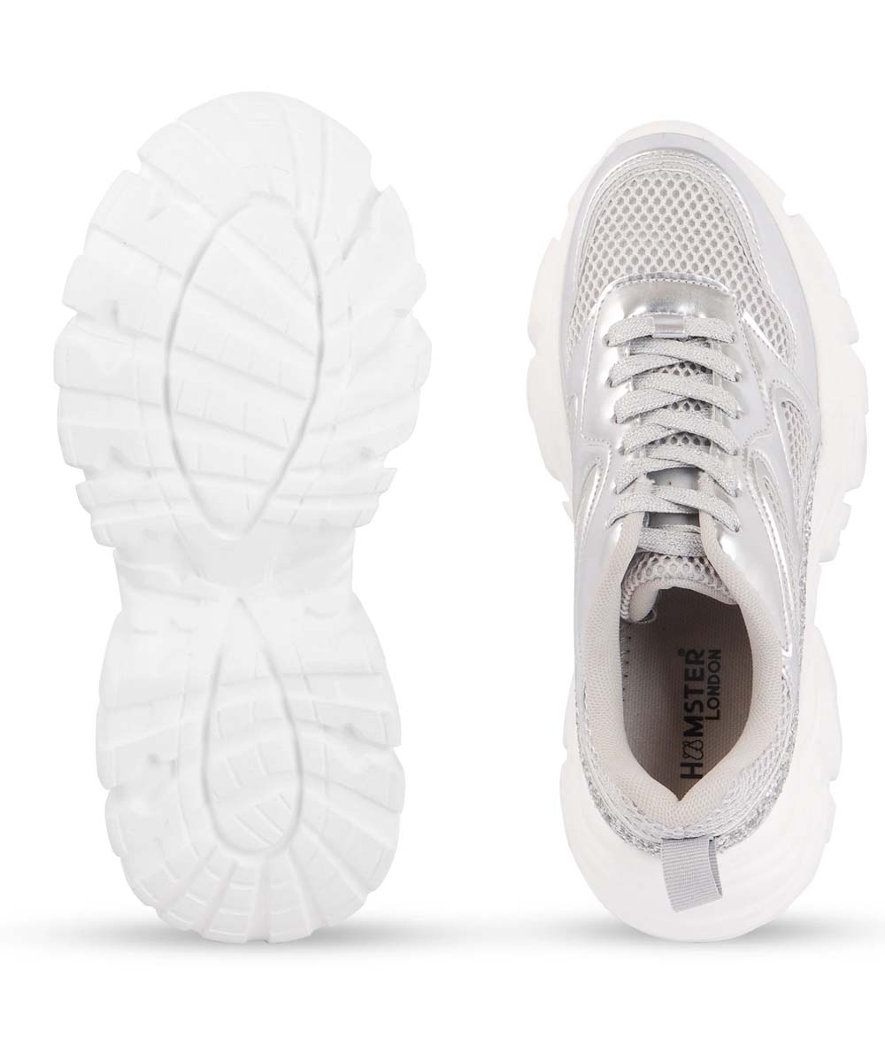 Hamster London Marcella Glitz Party Silver Sneakers