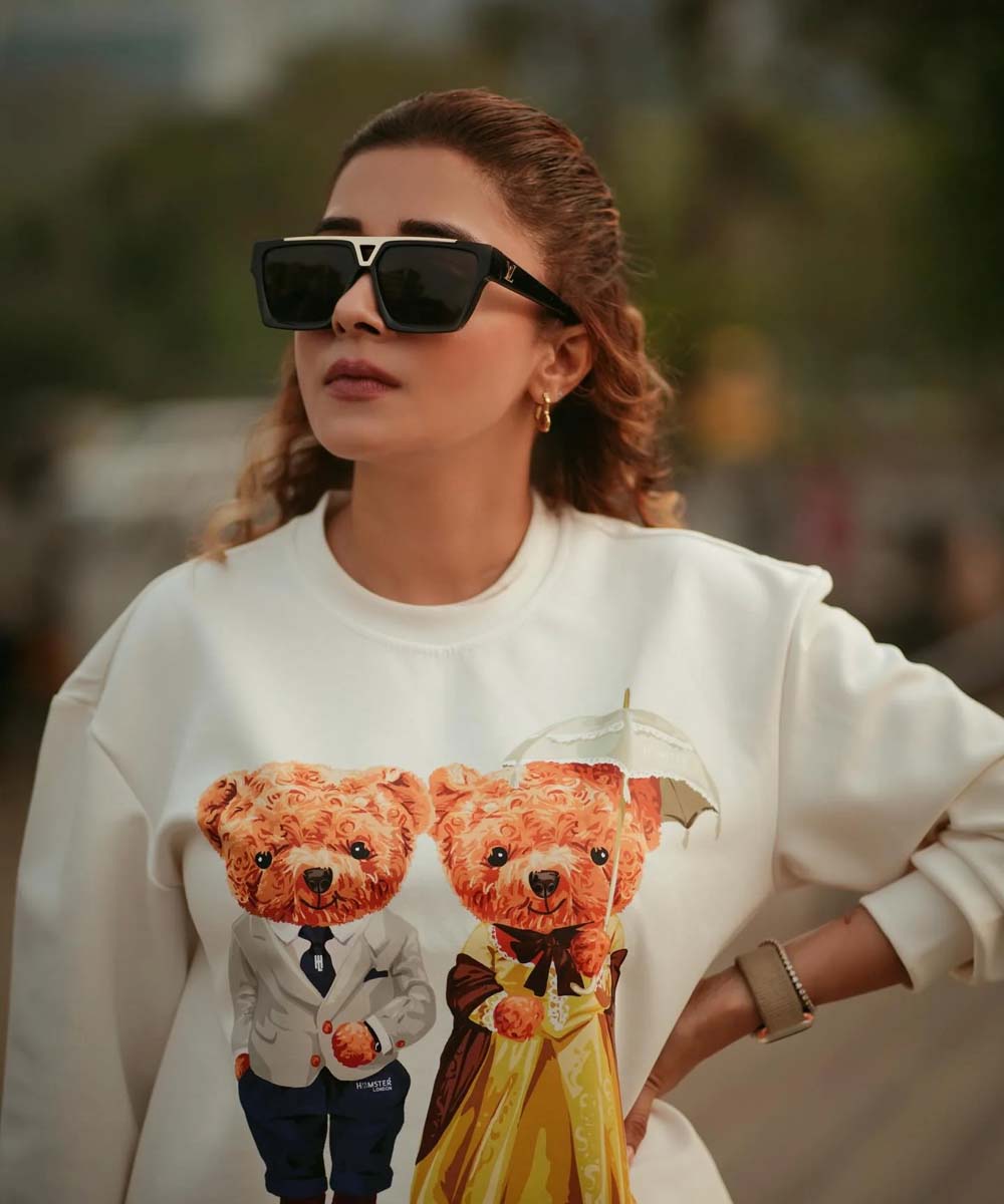 Hamster London Ted H Holiday White Sweatshirt & Lower Cord Set