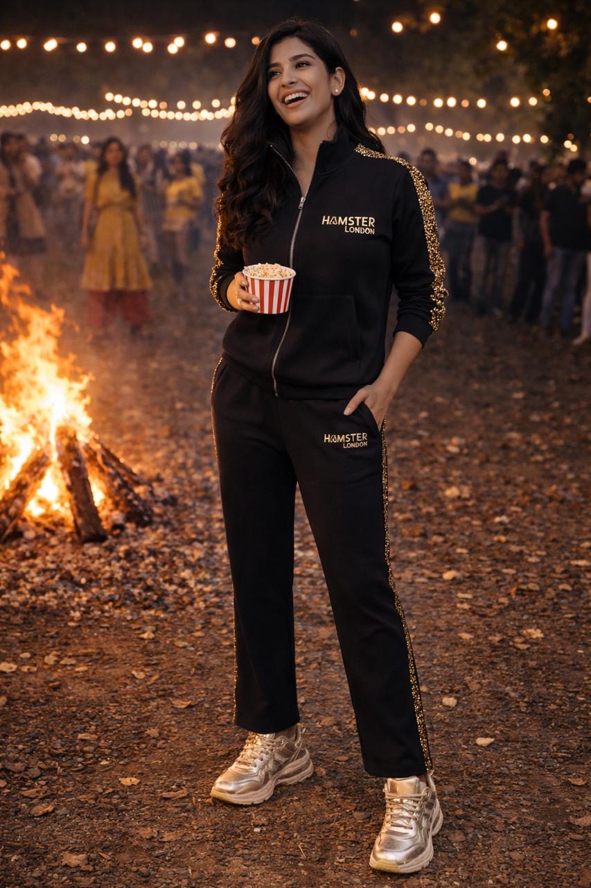 Hamster London Bling Zipper Jacket & Lowers Set Black