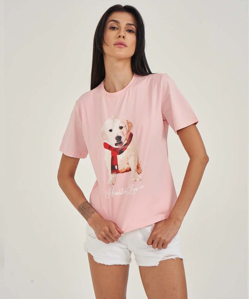 Hamster London Pup H Labrador T-shirt Pink With Pup H Lower Set