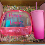 Hamster London Diwali Exclusive Personalized Gift Hamper Shell Pouch With Sipper pink