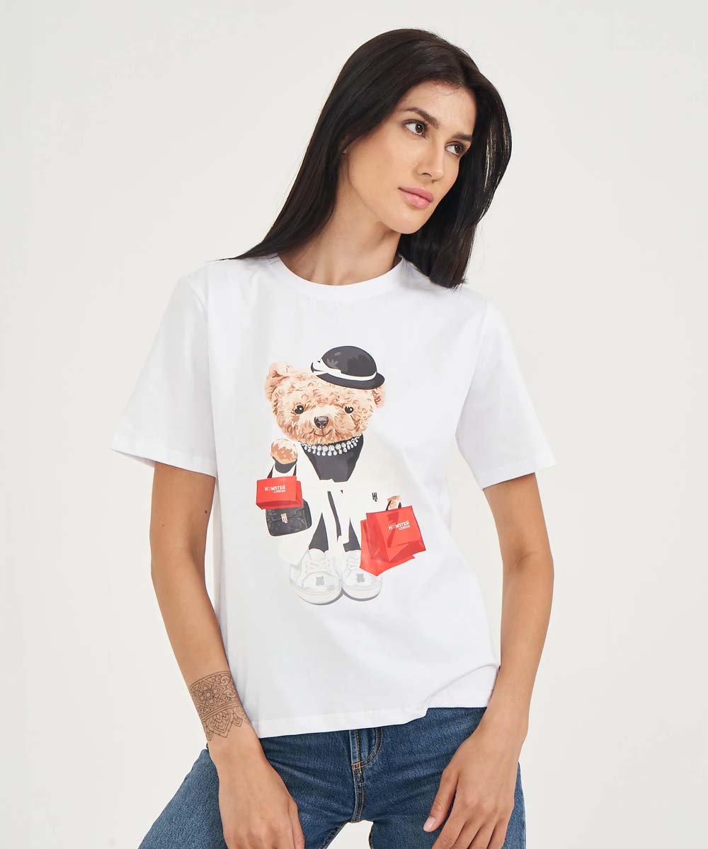 Hamster London Ted H Shopaholic T-Shirt White