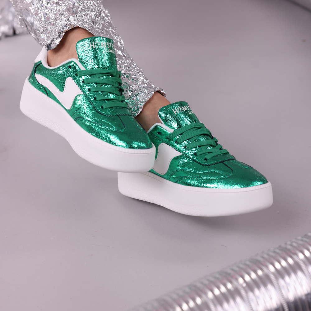 Hamster London Metallic Hot Green Party Sneakers