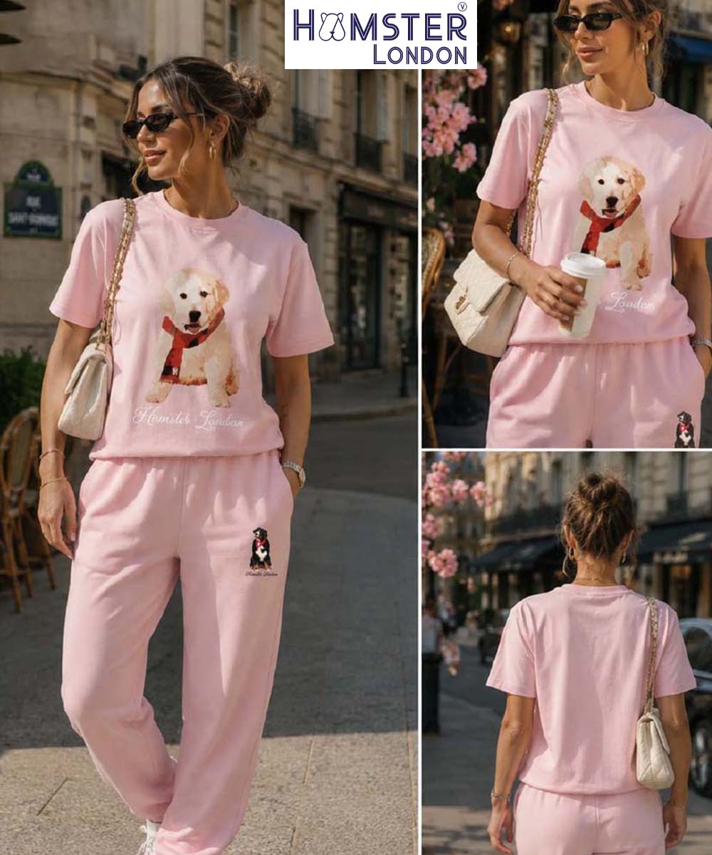 Hamster London Pup H Labrador T-shirt Pink With Pup H Lower Set