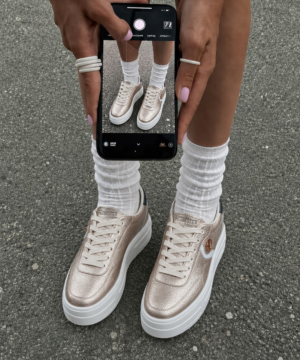 Hamster London Metallic Motion Gold Sneakers