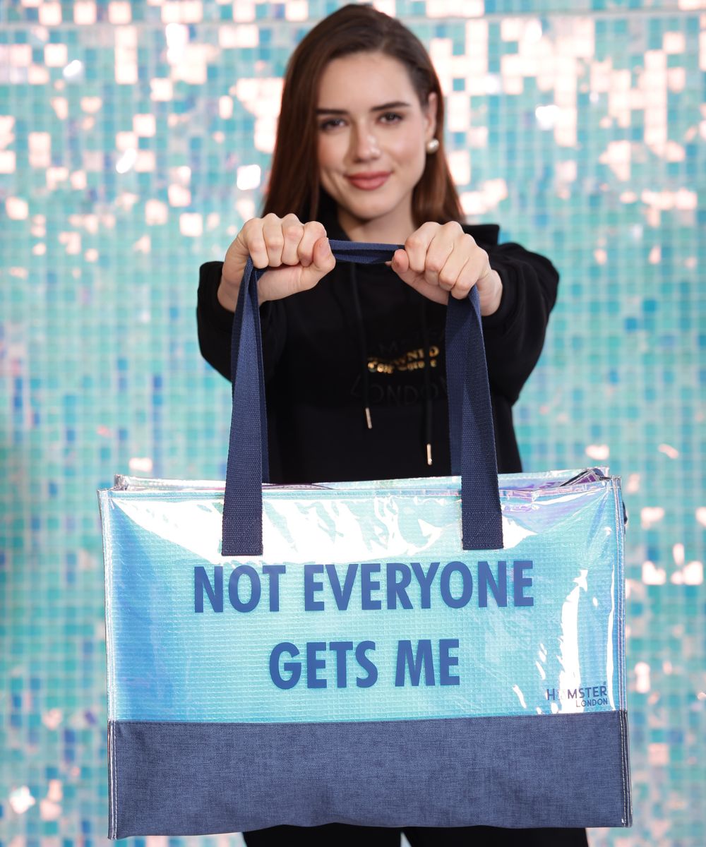 Hamster London Not Everyone Gets Me Tote Bag Denim Blue