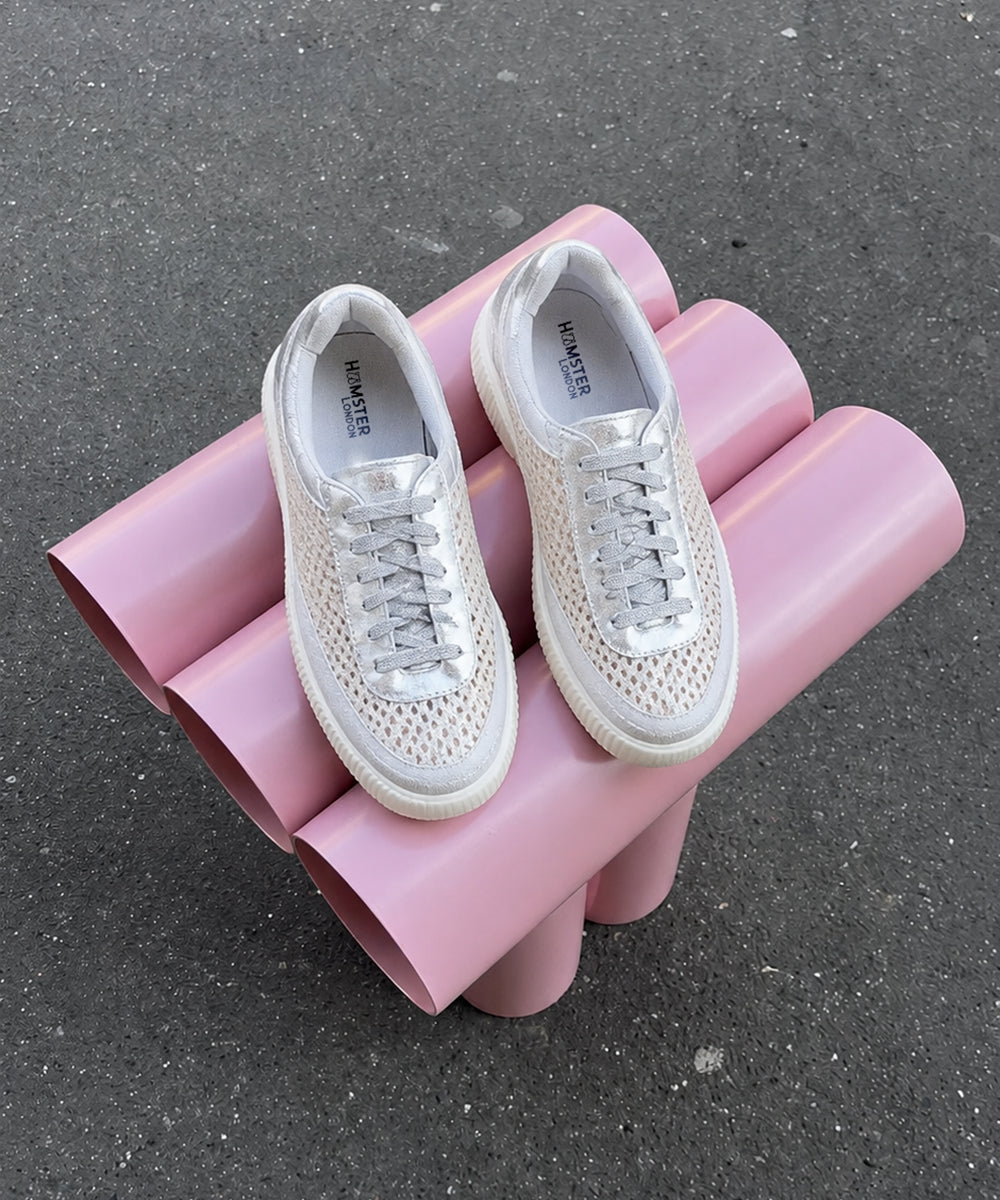 Hamster London Marcella Mesh Silver Party Sneakers