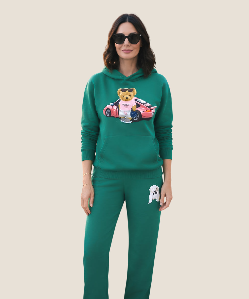 Hamster London Ted H Holiday Green Hoodie & Lower Cord Set