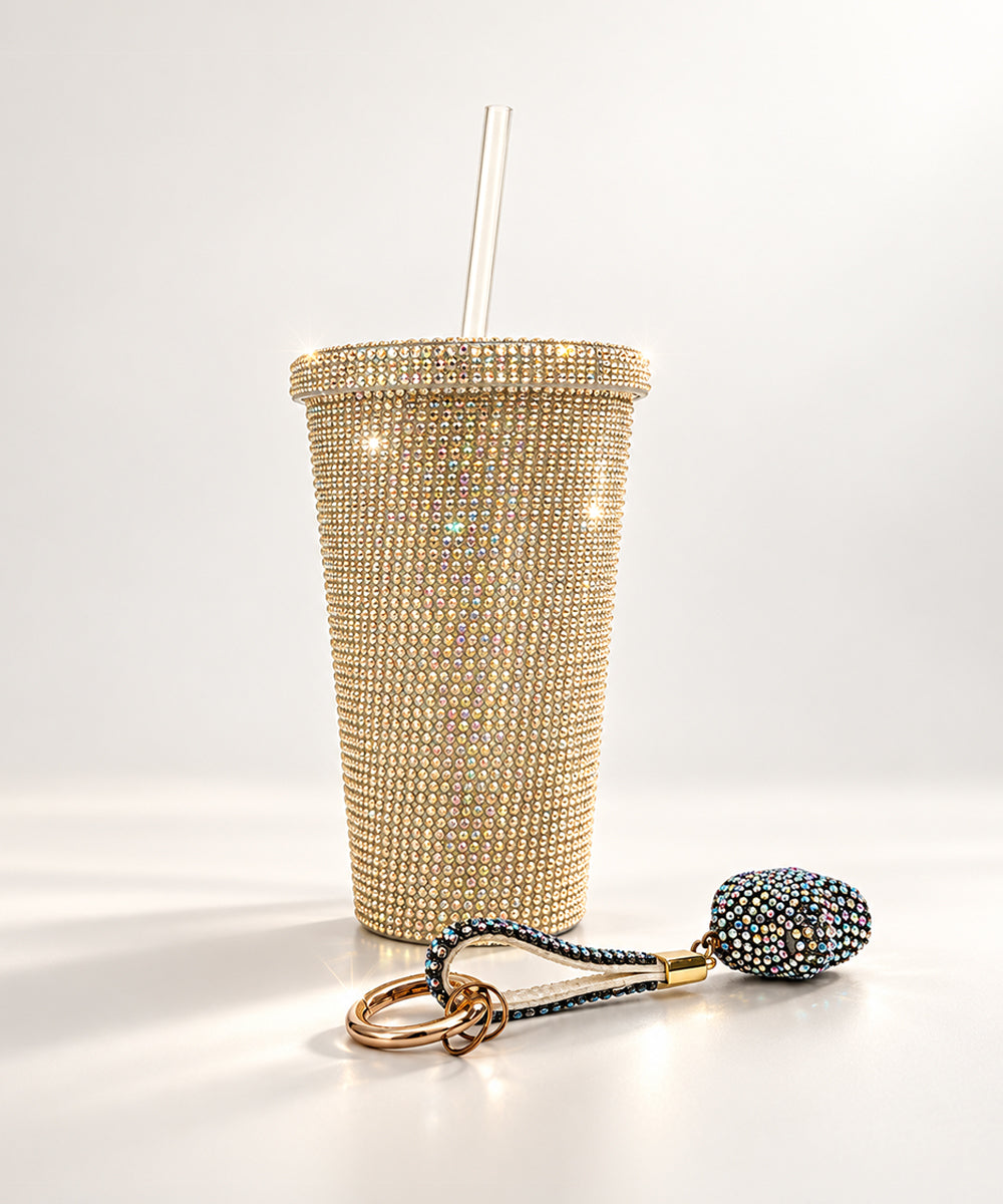Hamster London Crystal Gem Sipper With Charm Gold